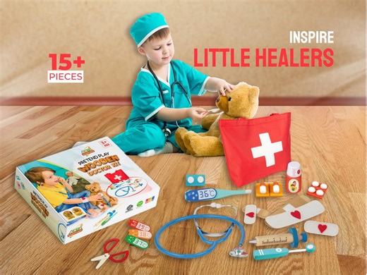 Montessori Wooden Doctor Kit, Pretend Play Medical Set - Etsy
