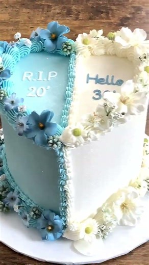 Blue & White Heart Cake | 30th Birthday Inspiration 💙