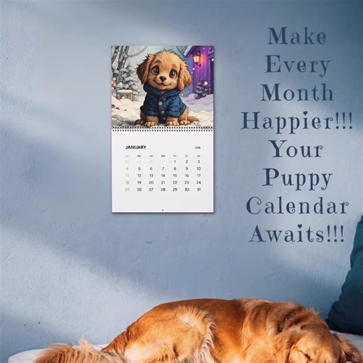 2026 Puppy Calendar: Dog Art for Home & Office, Illustrated Animal Wall Decor - Etsy UK