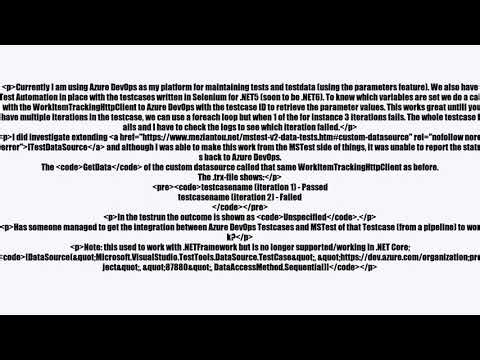 Azure DevOps Test Case parameters as DataSource in .NET Core