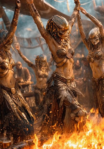 Wild, frantic, and completely lost in the flames.Let them worship the fire 🔥 🔥🔥👽#fyp #alien #surreal #creative #aivideo