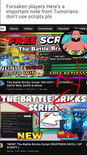 There's scripts in The Battle Bricks now... #thebattlebricks #roblox #forsaken #scripts #fyp