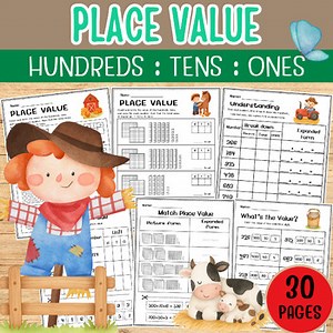 Place Value Fun – Hundreds, Tens, and Ones | Farm Theme | Worksheets
