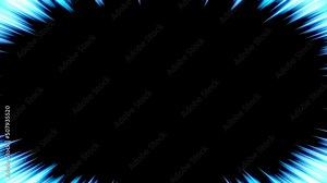 Front view of acceleration speed motion on black background. Light and stripes moving fast over dark background. Comic lines. Speed horizontal lines.Video animated background.