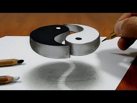3D Trick Art on Paper Yin Yang