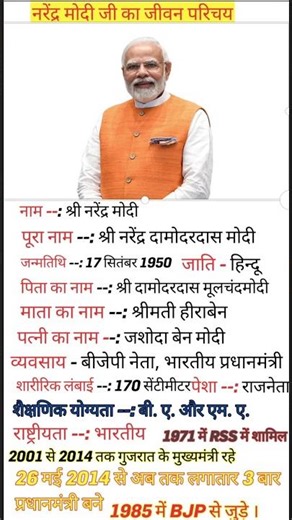 "नरेंद्र मोदी का जीवन परिचय | Narendra Modi