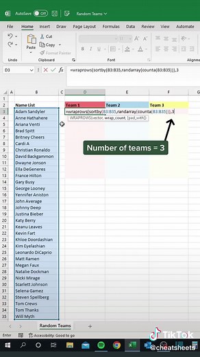 No more pulling names from a hat #cheatsheets #excel #exceltips #googlesheets #spreadsheet #tutorial