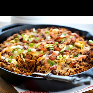 A skillet filled with Cowboy Spaghetti is the kind of fusion dish that will have them running to the table FULL recipe here: https://www.melissassouthernstylekitchen.com/cowboy-spaghetti/ | Recipe Central
