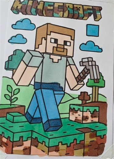 Coloring Minecraft Steve | Satisfying Art Process ✨