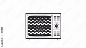 Old television with interferences display bw outline 2D object animation. Old-fashioned equipment monochrome linear cartoon 4K video. Glowing 1990s electronic device animated item isolated on white