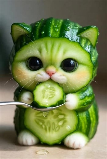🥒🐱 Chat bébé concombre ASMR #ASMR #ChatMignon #Concombre #TikTokFrance