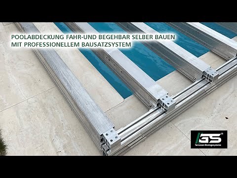 Poolabdeckung, fahrbares und begehbares Pooldeck selbst bauen mit Alusystem ALUVARIO