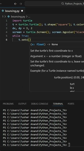 Bouncing Square Animation in Python 🟦🔥 | Turtle Graphics #shorts #python #coding #pythonprogramming