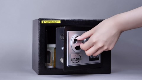 TENAMIC Safe Box 0.23 Cubic Feet Electronic Digital Security Box, Keypad Lock Box Cabinet Safes, Solid Alloy Steel Office Hotel Home Safe, Black