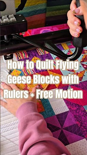 How to Quilt Flying Geese Blocks with Rulers + Free Motion