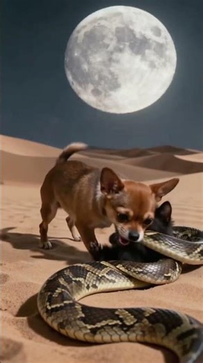 Puppy vs Python: A Rescue You Won’t Forget – Desert Moon #funny #moon