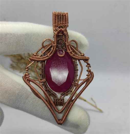 Buy Handmade Faceted Kashmir Ruby Gemstone Copper Wire Wrapped Pendant Jewelry Online in India - Etsy