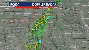Noon- A few showers and rumbles continue to head east. Pockets of brief, heavy rain and lightning will be the main threats. | FOX 4 Weather