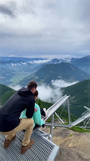 This is what happens when you trust the guy behind you on a slide over the abyss 🌀⛰️ Ponytail whipping, hoodie flapping, pure joy at terminal velocity | Ocean Overdrive