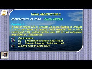 Ship Form Coefficients - CB, CP, CM, CW - NAVAL ARCHITECTURE I - STEP-BY-STEP SOLUTION - ALPHA