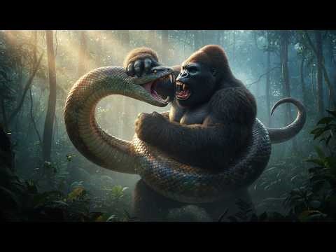 king kong fights fiercely with a giant snake the ultimate jungle showdown