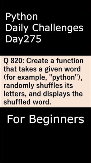 Python Daily Challenges Day275 For Beginners #programming #python #beginnersstitch