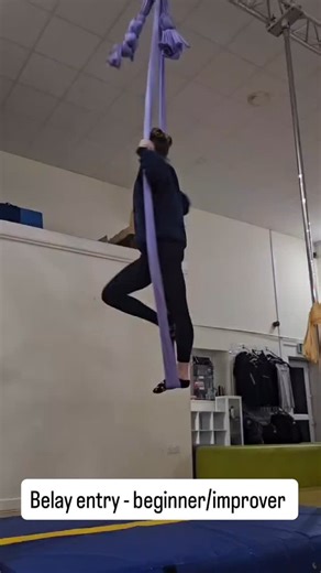 BELAY ENTRIES! Check out the two different Belay entries on aerial sling from @gemmalouise_aerialist The first is a beginner/improver option and the second is an intermediate/advanced version! Which is your favourite?! #aerialsling #aerialhammock #belayentry #aerialslingbelay #belay | The Fitness Hangout | Facebook