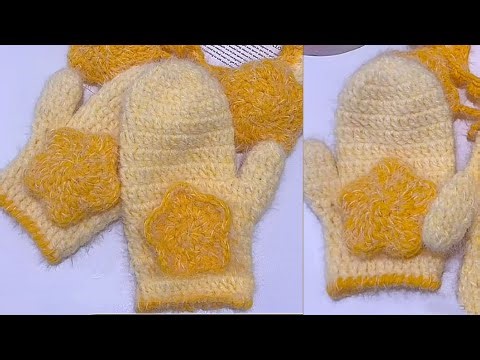 Cute Crochet Gloves for Kids | Star Design Mittens Tutorial