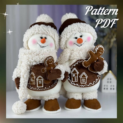 Pattern Pdf for Gingerbread Snowman, сhristmas Decor, DIY Handmade   Free Video Tutorial Youtube - Etsy