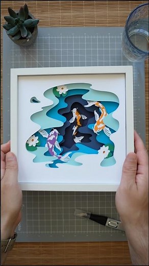 DIY Koi Fish Layered Shadowbox – Japanese Papercraft Wall Art | SVG Template for Cutting Machines
