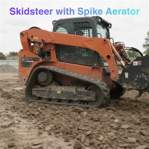 Skid Steer tearing Up the Ground with Aerator Attachment