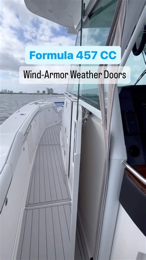 ⭐️ Take a look at the @wind_armor weather doors aboard the @formula_boats 457 CCF we recently tested. 💧 The Wind-Armor doors deploy at the touch of a button. 💧 Wind blast aft was greatly decreased when we deployed the doors. 💧 Interestingly, neither speed mor rpm changed when the doors were deployed. 💧 Sound levels were reduced with the doors deployed. ⚓️ Look for our full test of this boat coming soon! #boating #boats #centerconsole #formulaboats #wind-armor #windarmor #marineaccessories | 
