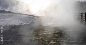 Steaming hot springs in Mammoth Hot Springs, Yellowstone National Park