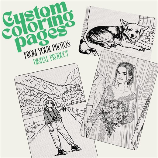 Custom Coloring Pages from Photo, Personalized Coloring Book, Wedding Photo Coloring Page, Photo to Line Art, Printable Coloring Page, Gift