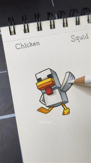 How to draw minecraft cute mobs (Chicken, Squid, Baby Chicken) #drawing #tutorial #minecraft #fyp