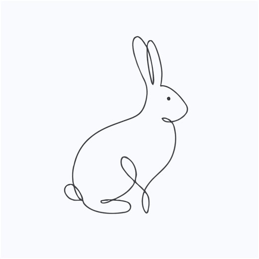 Rabbit Embroidery Design, Linear Minimalist Bunny Machine Embroidery File, Instant Download - Etsy