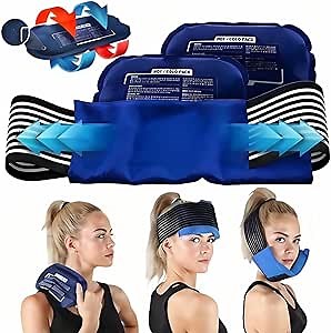3 Pcs Gel Ice Packs for Injuries Reusable - Cold & Hot Therapy Wrap with Adjustable Strap (10"x5") - Non-Toxic Flexible Gel Pads for Muscle Pain, Swelling, Headache & Post-Surgery Recovery