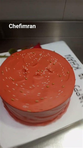 how to make birthday cake with fresh Roz flower 🌹🌹 #chefimran #cake #rosecake #redcake #ravacake