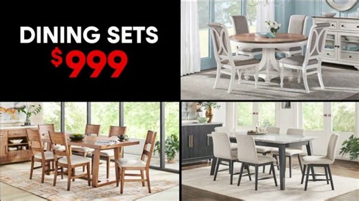 Rooms to Go TV Spot, 'Dining Sets: $999 or Less'