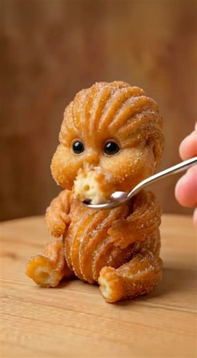 Churro baby eating ASMR 🤤 #aifoodart #surrealfood #selffeeding #foodcreatures #aiart