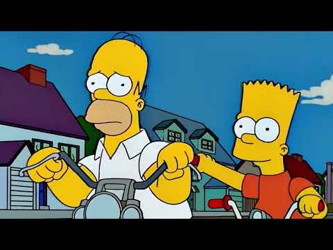 The Simpsons - Bart teaching Homer how to ride a motorcycle