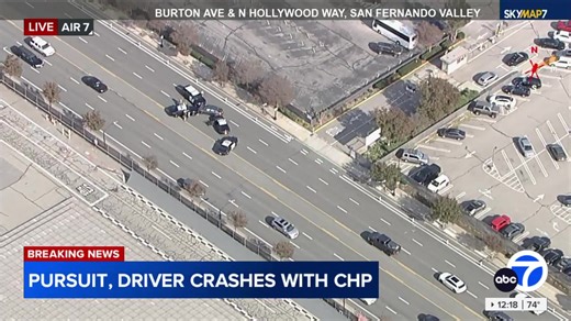 WATCH LIVE: CHP chase ends in crash in San Fernando Valley | ABC7
