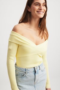 Off Shoulder Long Sleeve Top Yellow