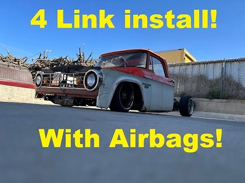 Installing a four link rear end and Airbag suspension! Dodge D100 D200 race truck!