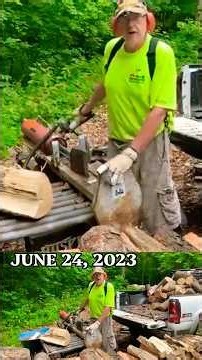 Splitting/stacking catalpa firewood round #firewood #splittingwood #firewoodbusiness