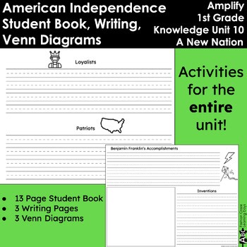 American Independence Writing Activities CKLA Knowledge 1st Grade Domain 10