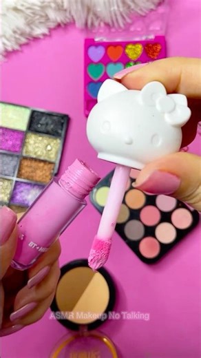 ASMR Makeup No Talking Set Satisfying with Unboxing & Review Skincare Sounds Video Hello Kitty gloss