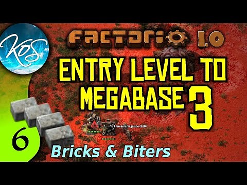 Factorio 1.0 Entry Level to Megabase 3, Ep 6: STONE BRICKS & BITER WARS - Guide, Tutorial