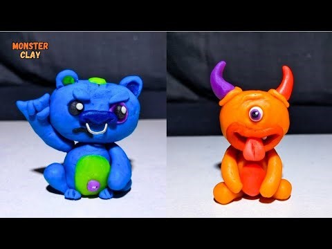 DIY How To Make Polymer Clay Cute Monster Character, Angry Bull, Horned Monster