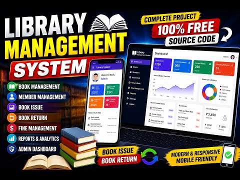 Library Management System 📚 Complete Website with Admin Panel | Issue Return Books | A-39